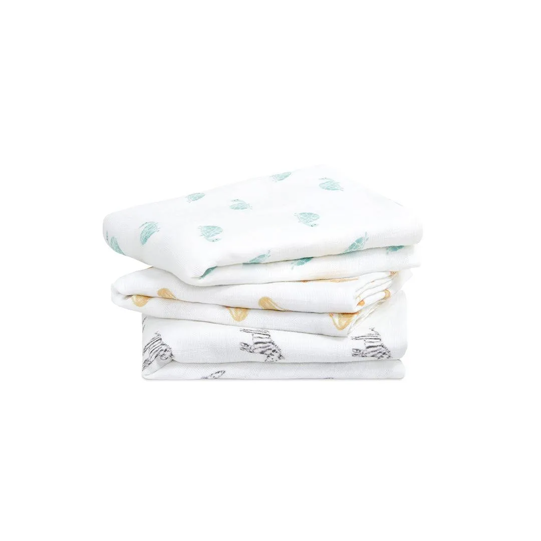 aden   anais Organic Muslin Squares - Animal Kingdom - 3 Pack