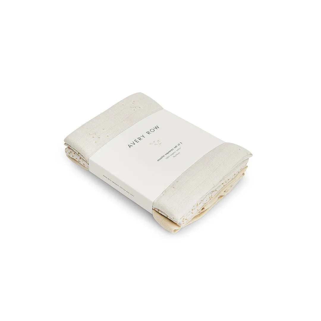 Avery Row Muslin Squares - 3 Pack - Wild Chamomile