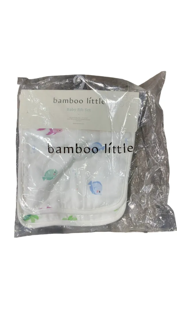 Bamboo Little Baby Bib Set 2 Pack, Fish & Turtle