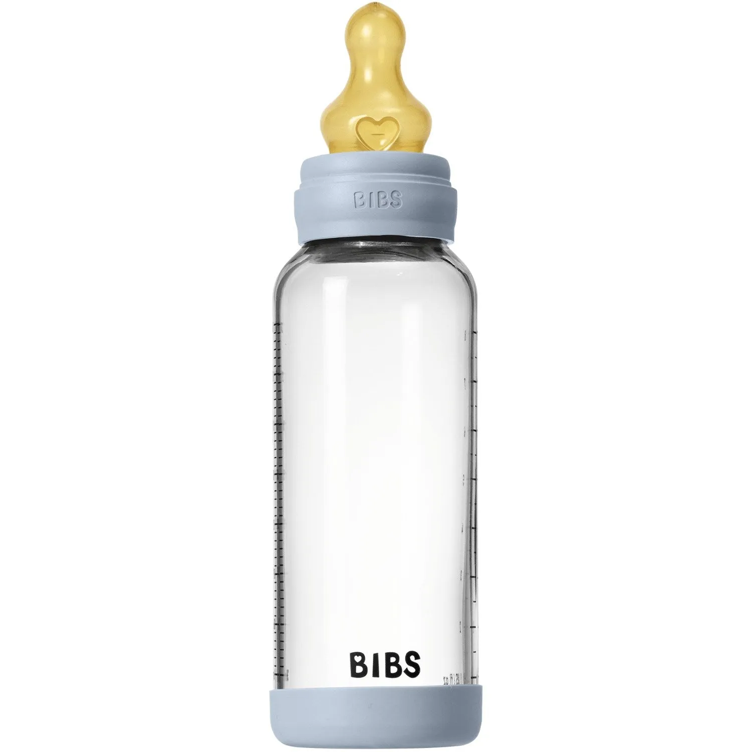 Bibs Baby Blue Glass Baby Bottle Round Latex Medium Flow
