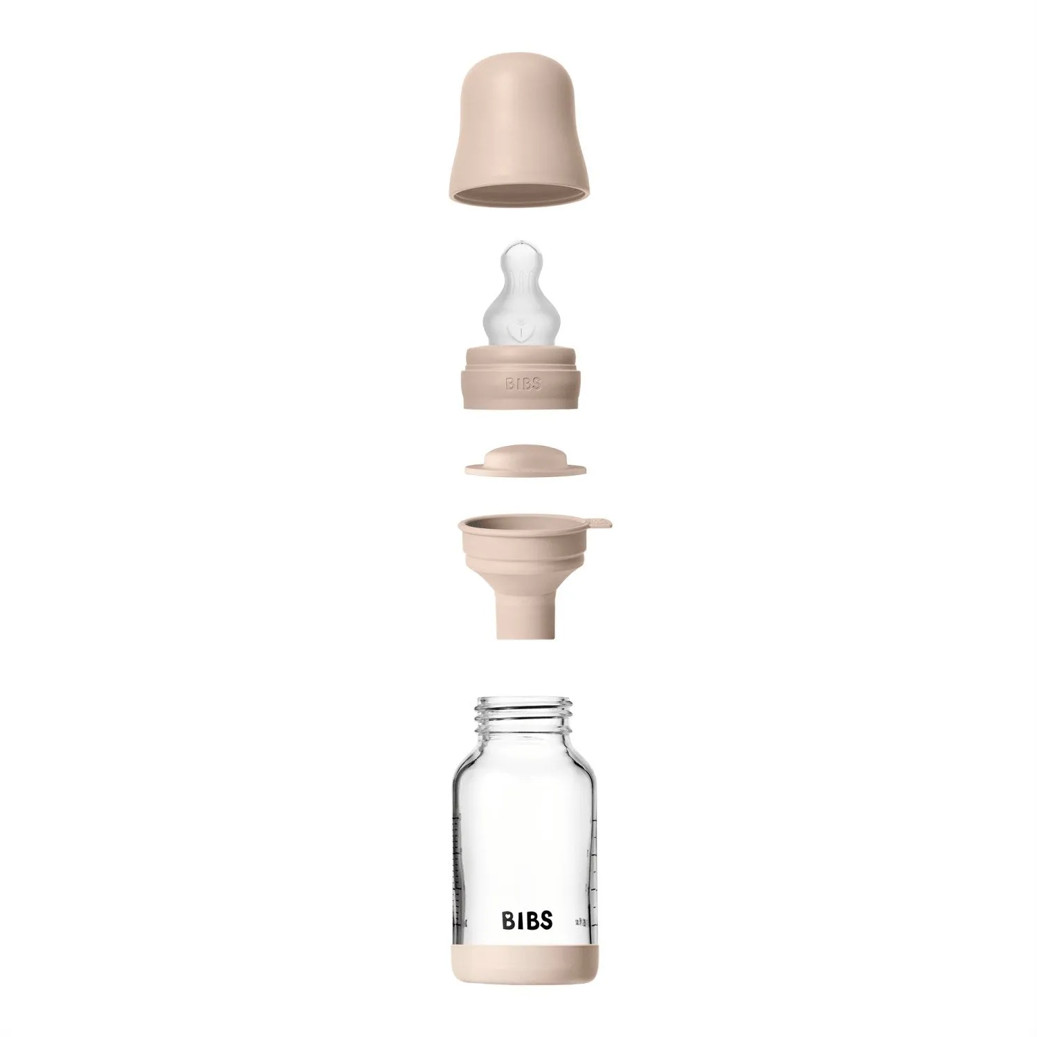 Bibs Blush Glass Baby Bottle Round Silicone Slow Flow
