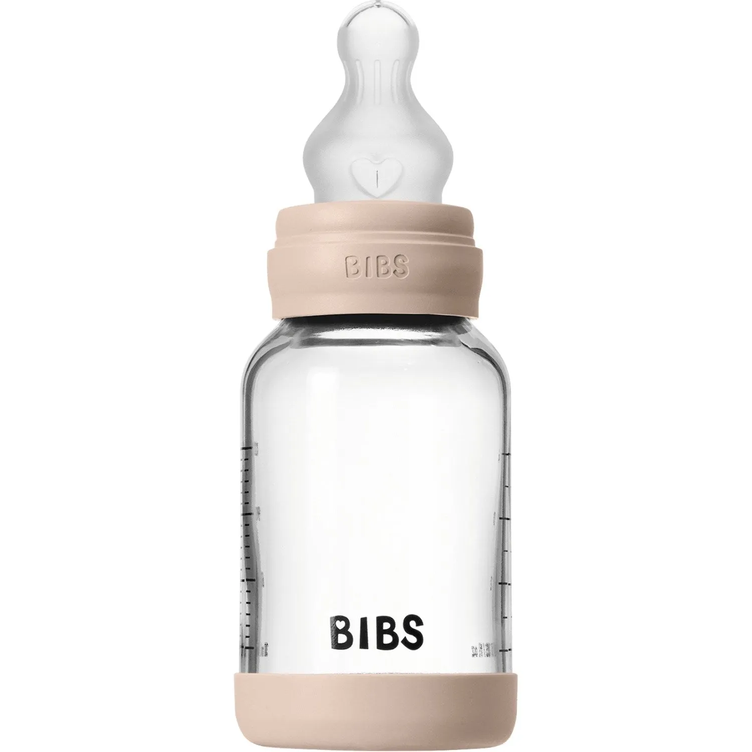 Bibs Blush Glass Baby Bottle Round Silicone Slow Flow