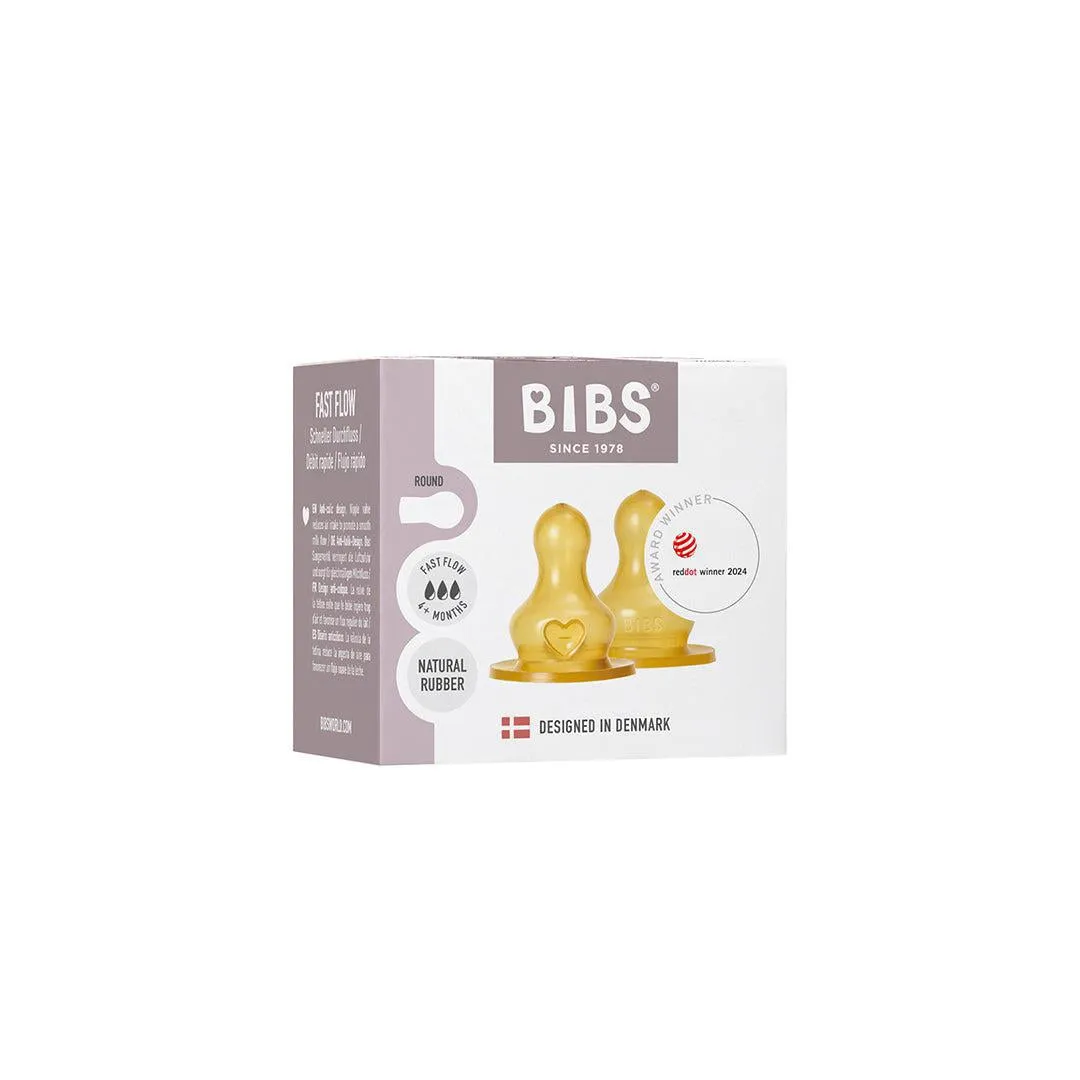 BIBS Bottle Nipple 2 Pack Latex Fast Flow - Clear