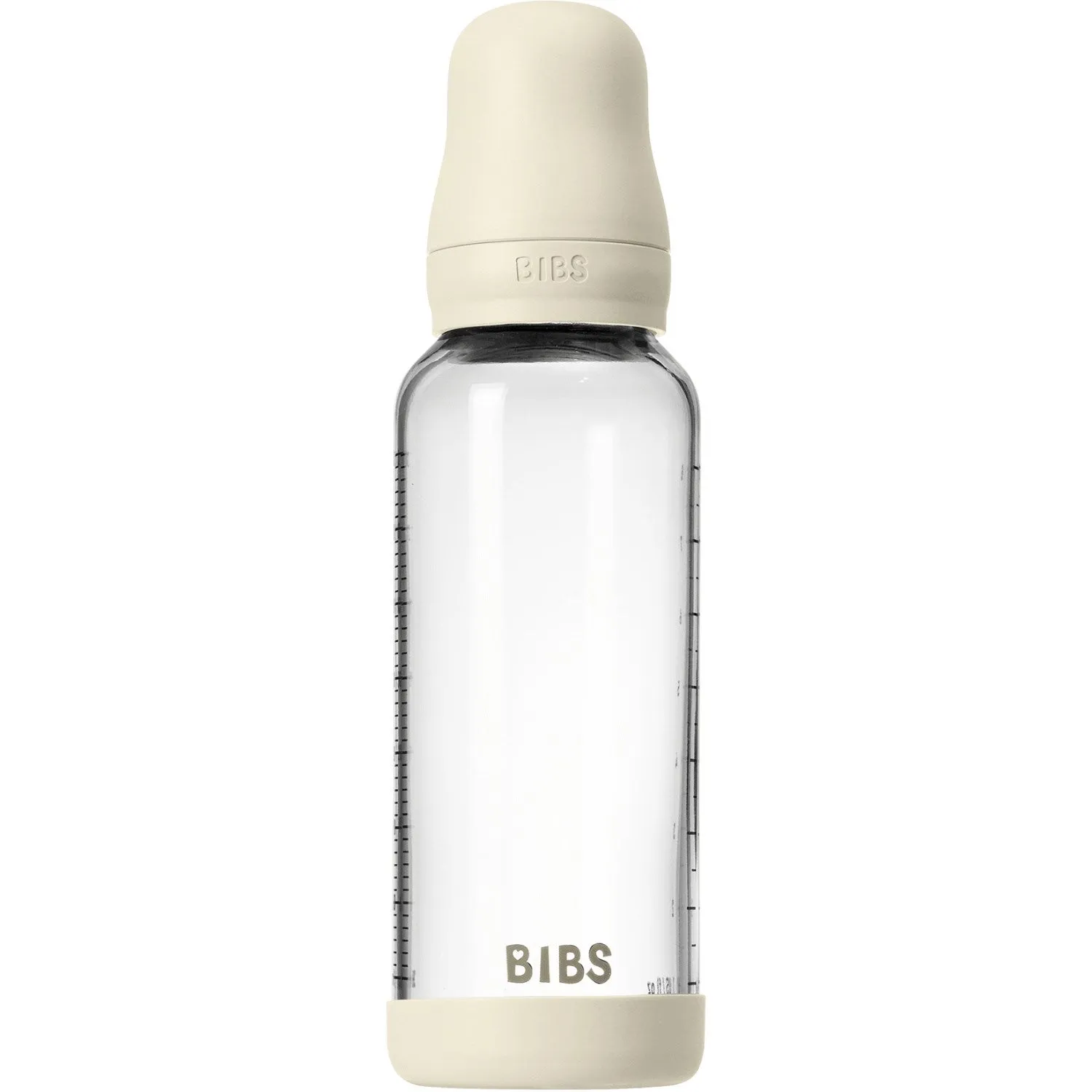 Bibs Ivory Glass Baby Bottle Round Latex Medium Flow