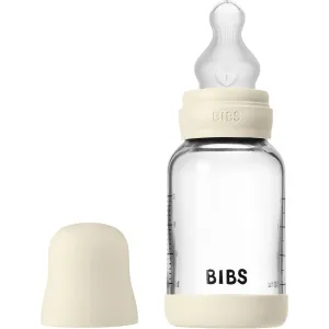 Bibs Ivory Glass Baby Bottle Round Silicone Slow Flow