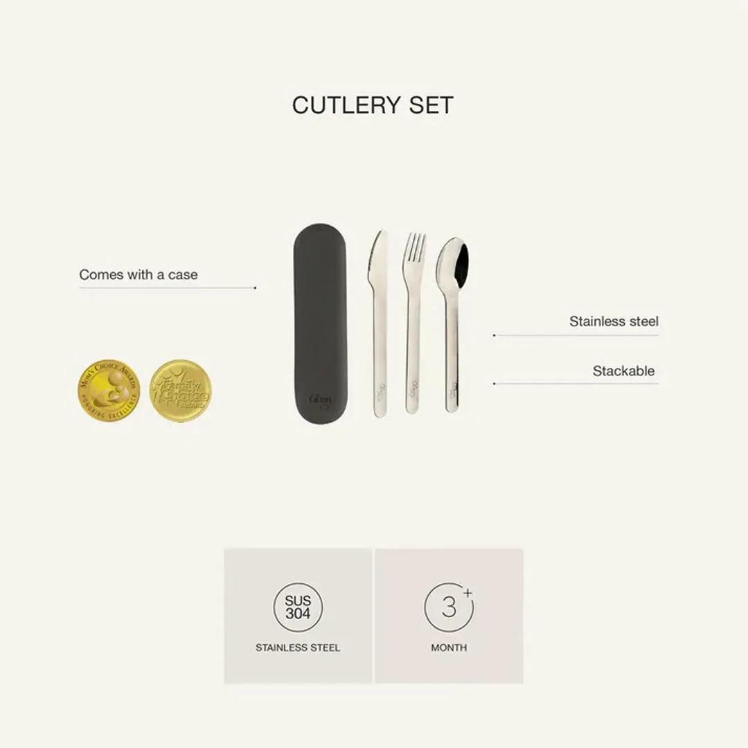 Citron 3 Piece Cutlery Set With Silicone Case - Dusty Blue