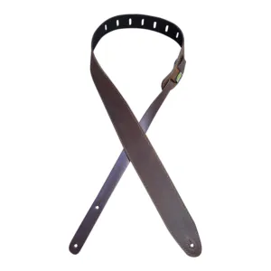 Colonial Leather - 2.5 Sueded Black Soft Leather Guitar Strap - Vintage Burn