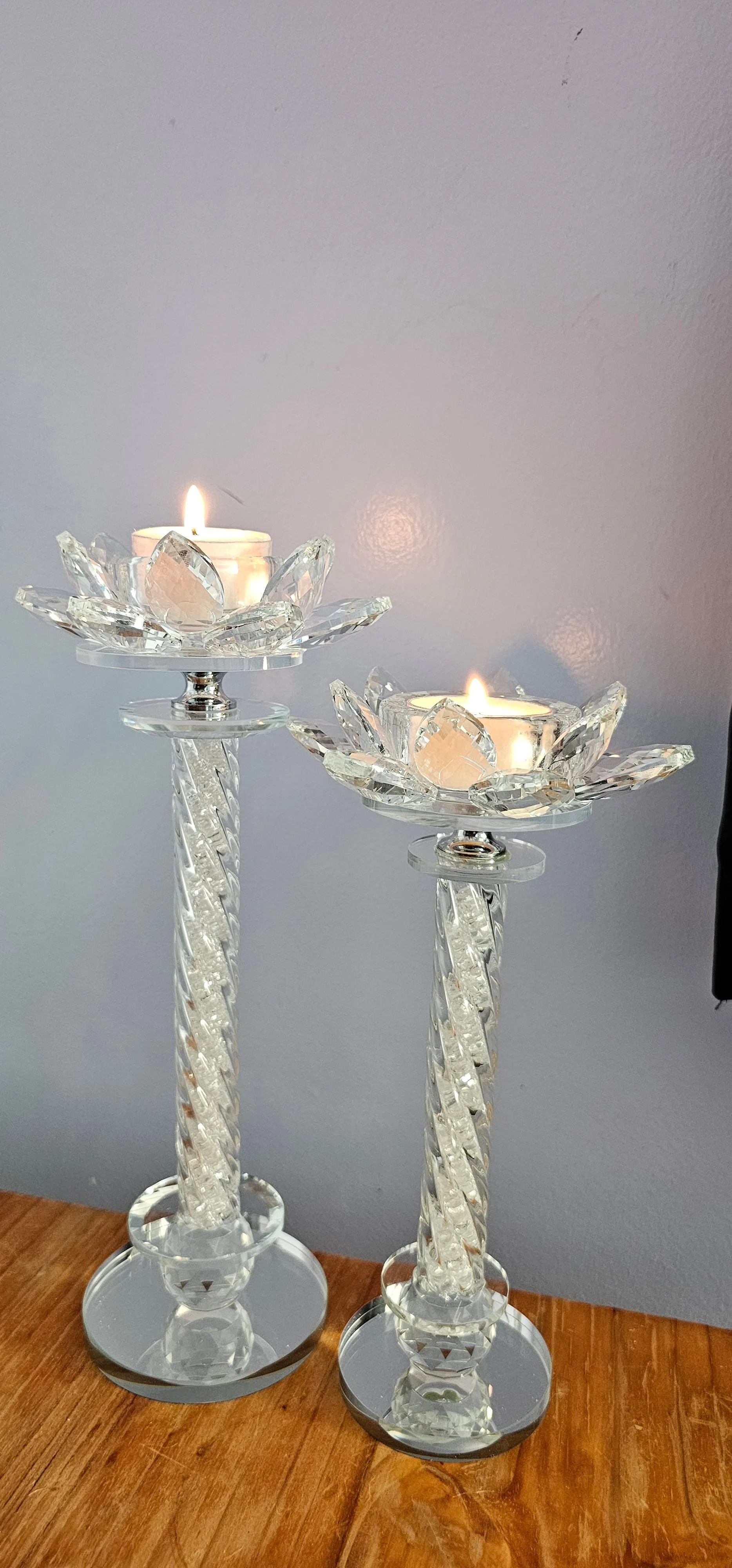 CRYSTAL LOTUS CANDLE HOLDERS