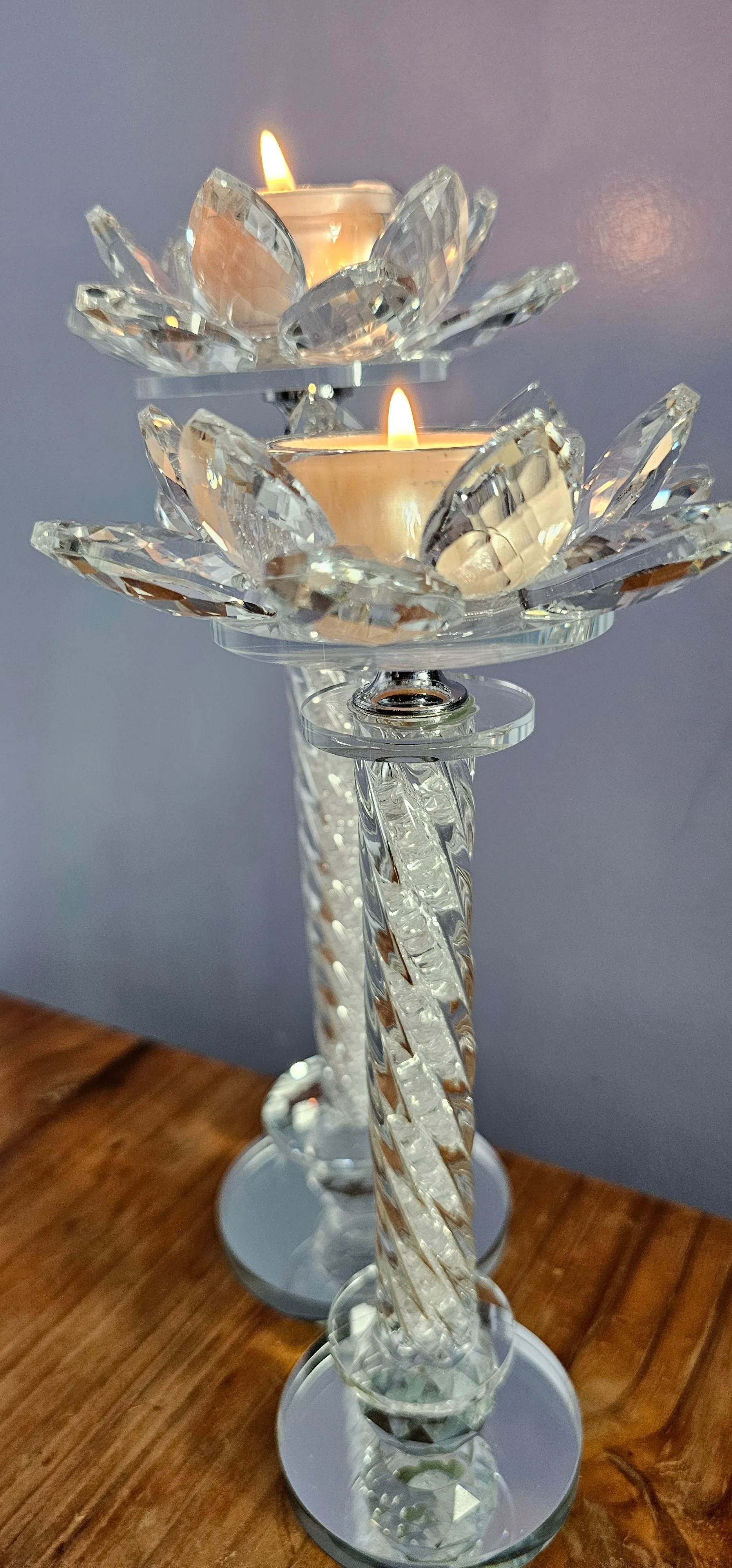 CRYSTAL LOTUS CANDLE HOLDERS