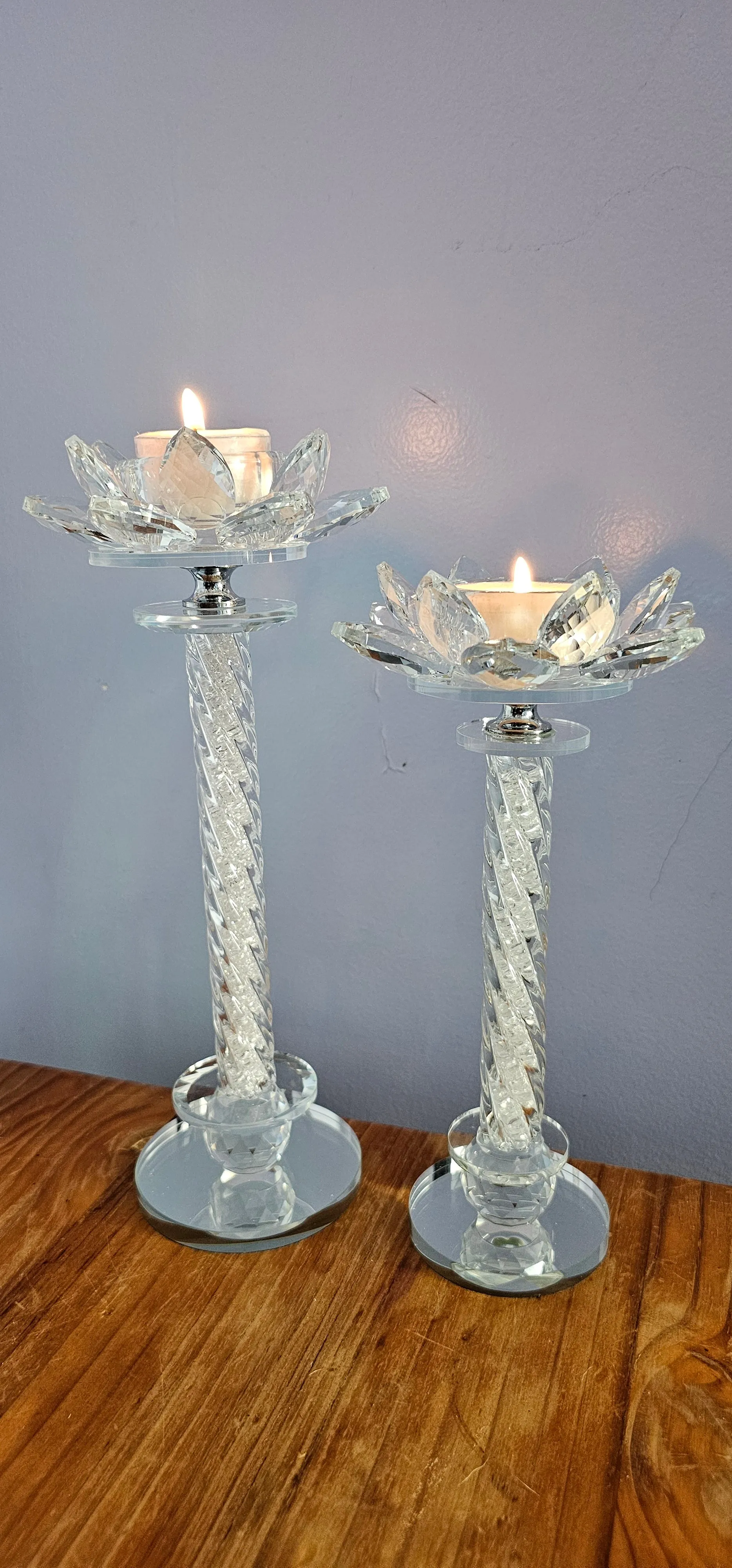 CRYSTAL LOTUS CANDLE HOLDERS