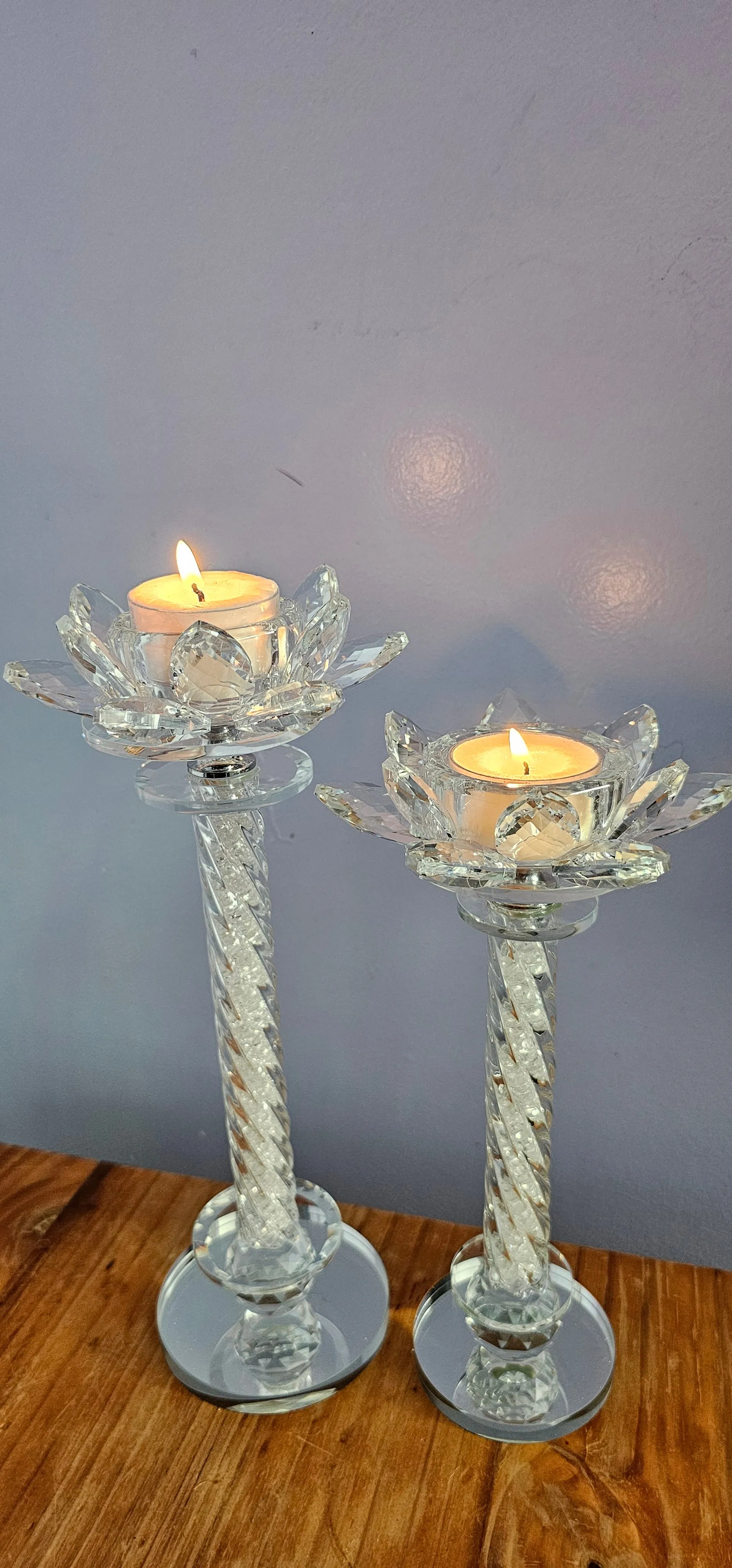 CRYSTAL LOTUS CANDLE HOLDERS
