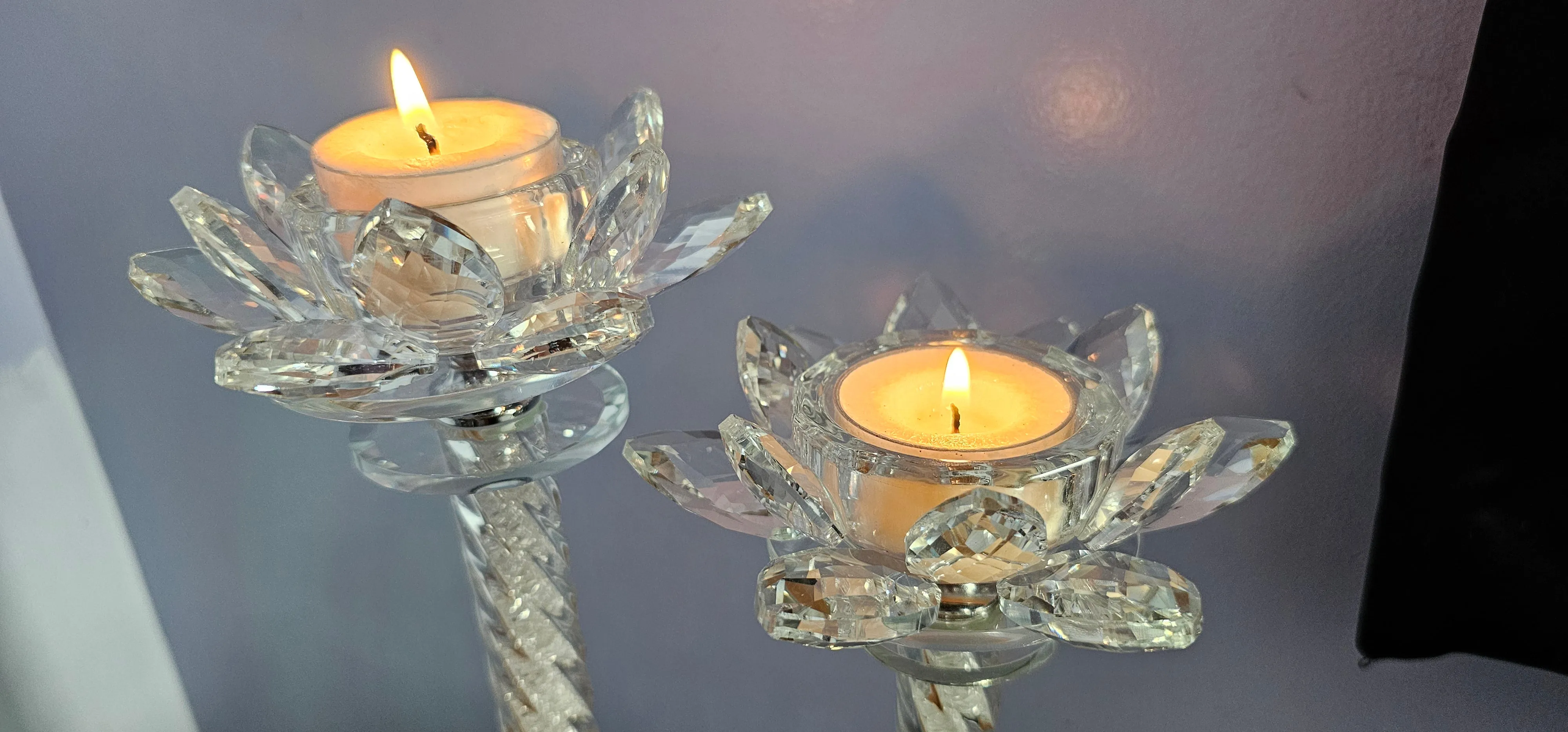 CRYSTAL LOTUS CANDLE HOLDERS