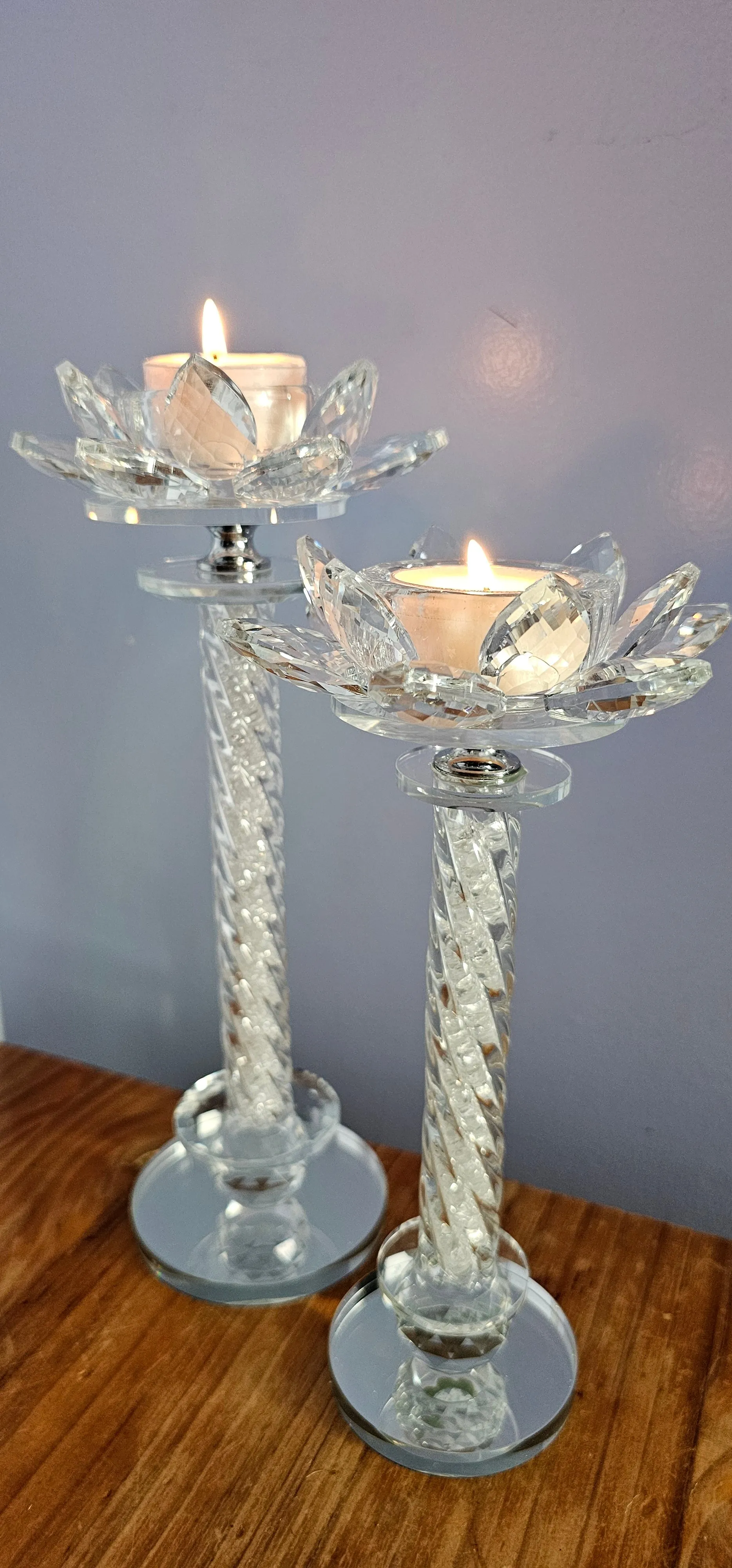 CRYSTAL LOTUS CANDLE HOLDERS