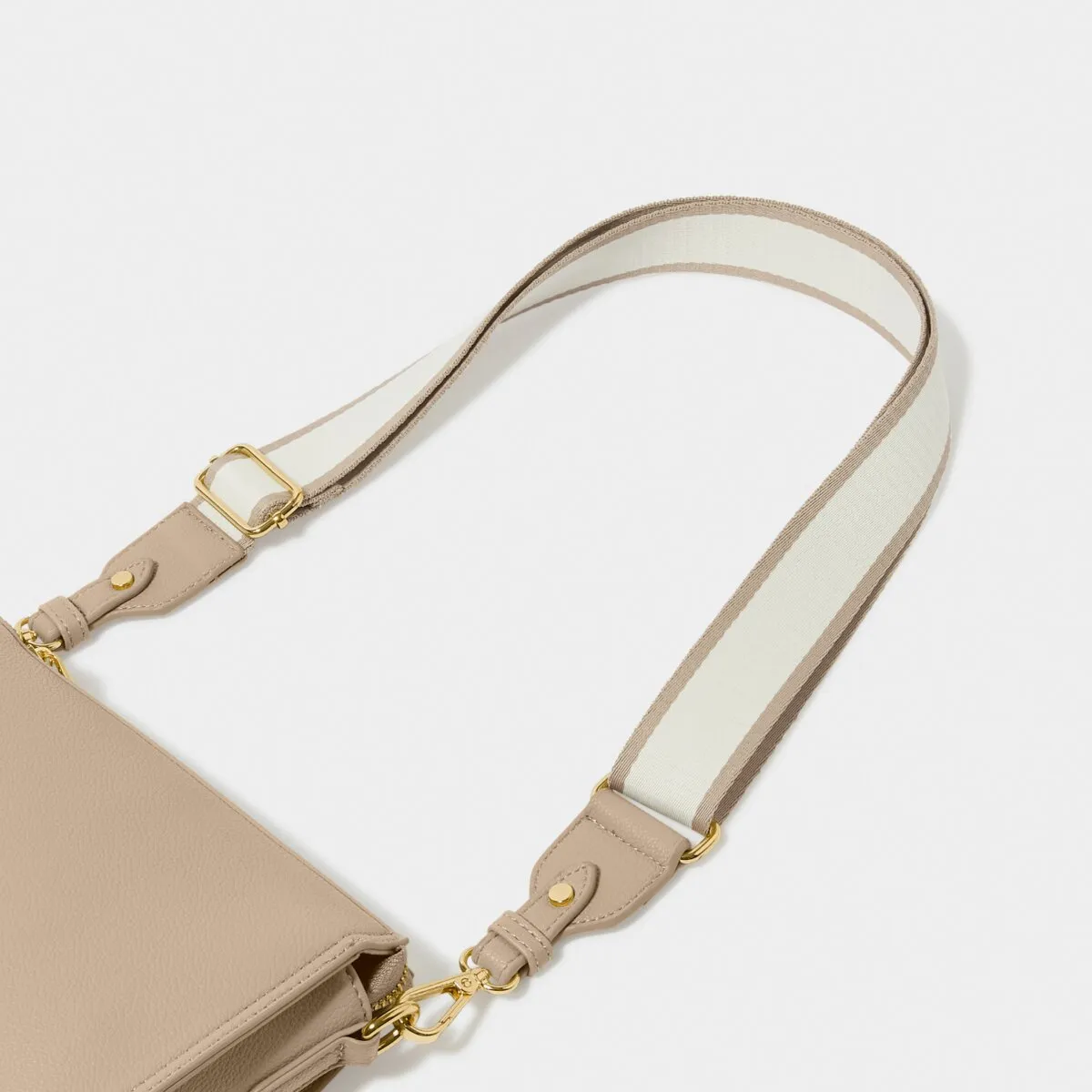 Detachable Stripe Canvas Bag Strap | Light Taupe