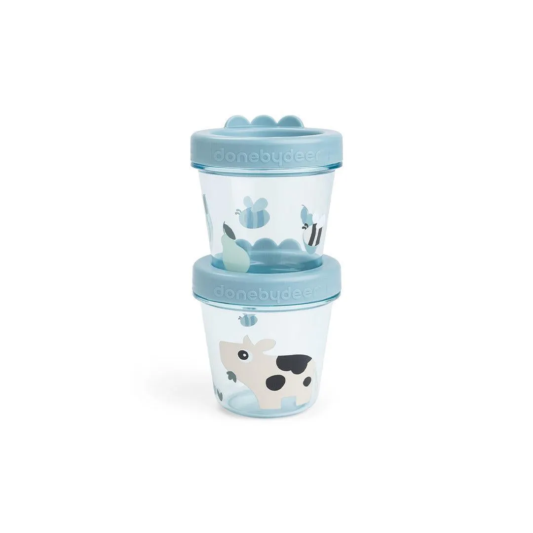 Done By Deer Baby Food Container 2 Pack - Tiny Farm Blue