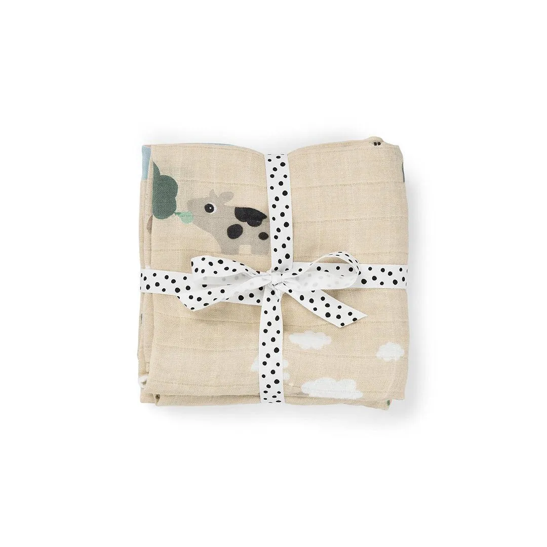 Done By Deer Burp Cloth 2 Pack - Tiny Farm Sand