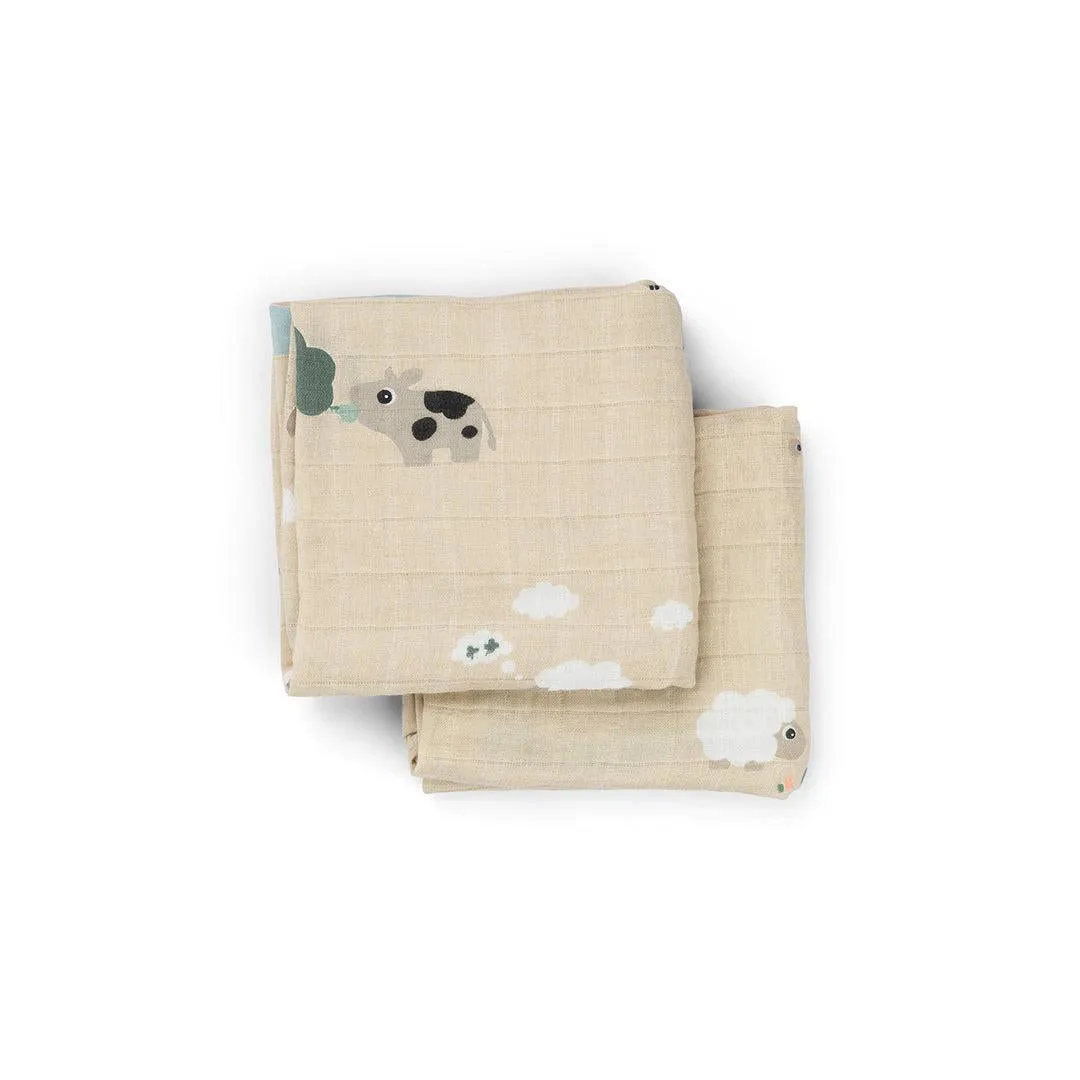 Done By Deer Burp Cloth 2 Pack - Tiny Farm Sand