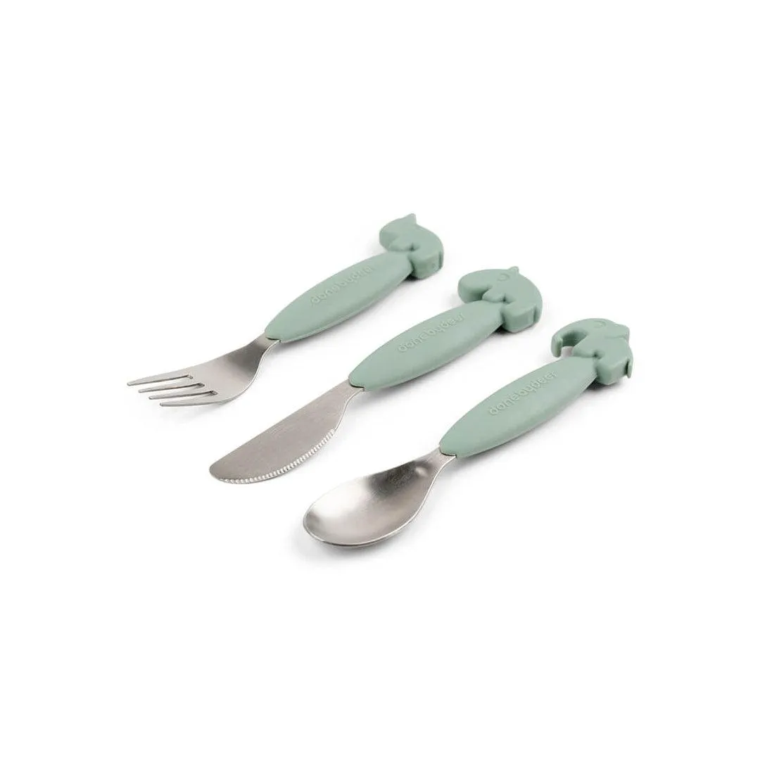 Done by Deer Easy-Grip Cutlery Set - Green - Deer Friends