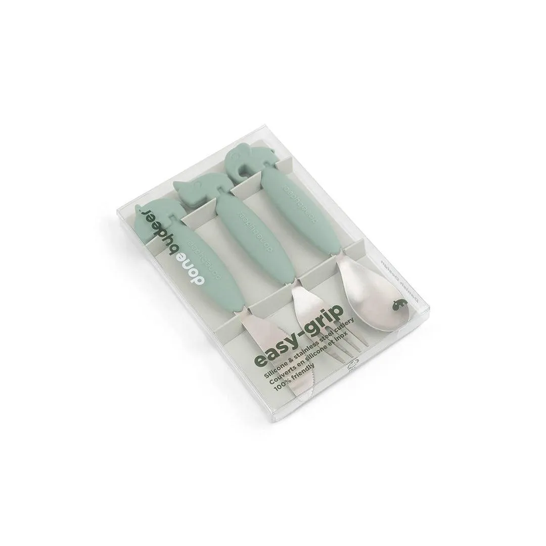 Done by Deer Easy-Grip Cutlery Set - Green - Deer Friends