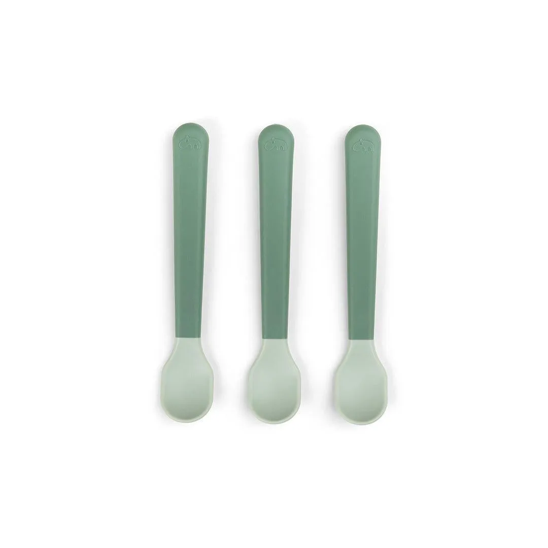 Done By Deer Foodie Easy-Grip Baby Spoon 3 Pack - Green