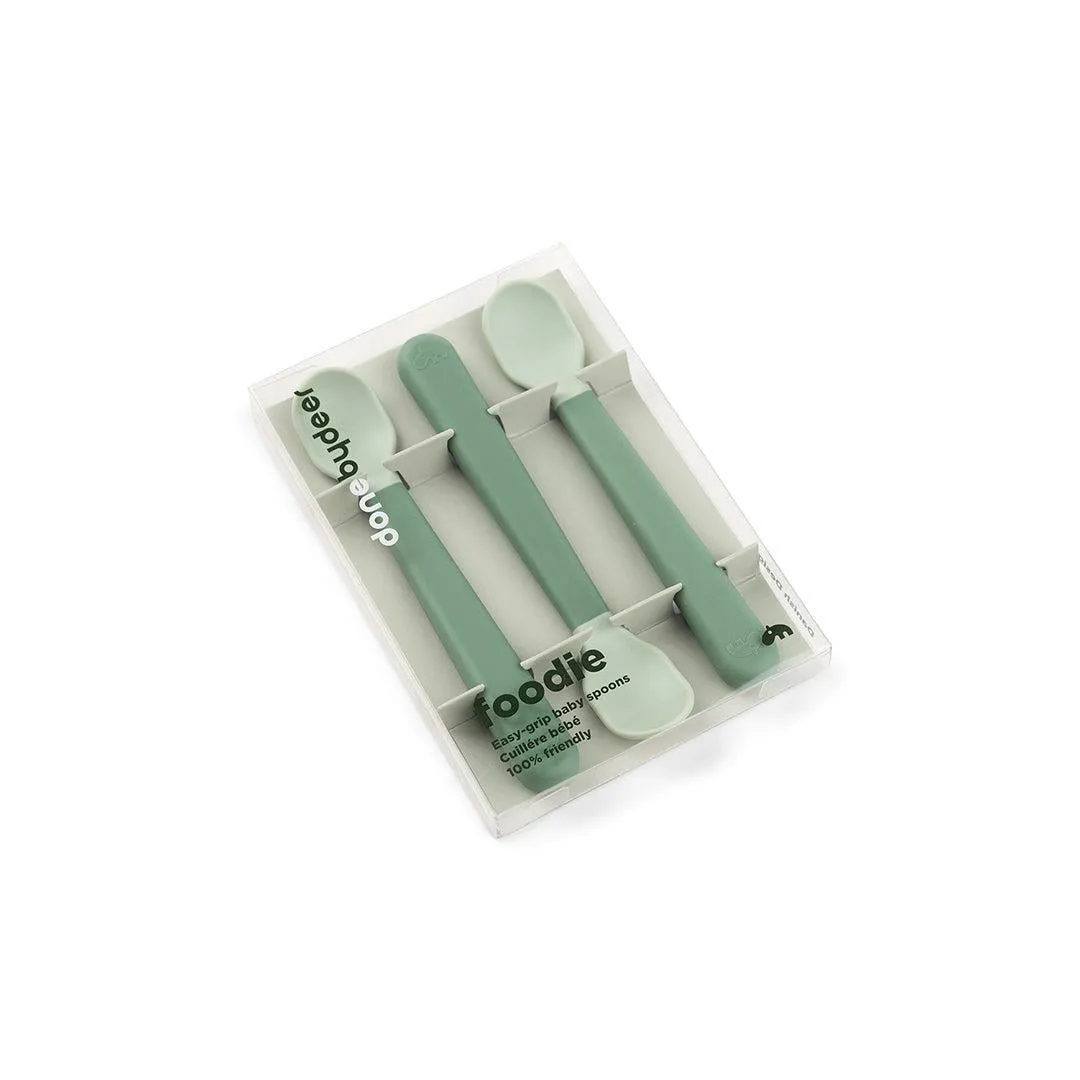 Done By Deer Foodie Easy-Grip Baby Spoon 3 Pack - Green
