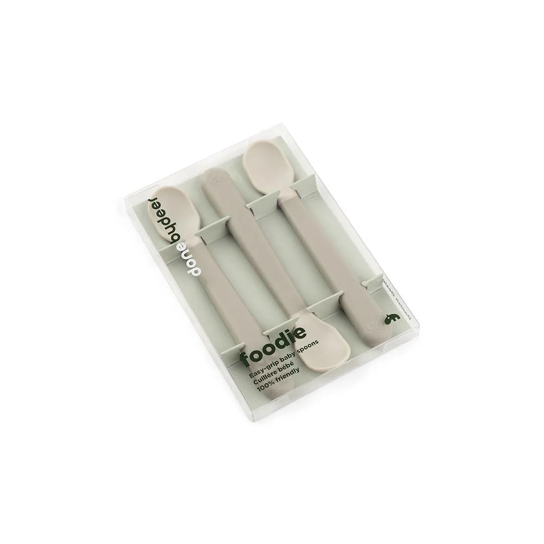 Done By Deer Foodie Easy-Grip Baby Spoon 3 Pack - Sand