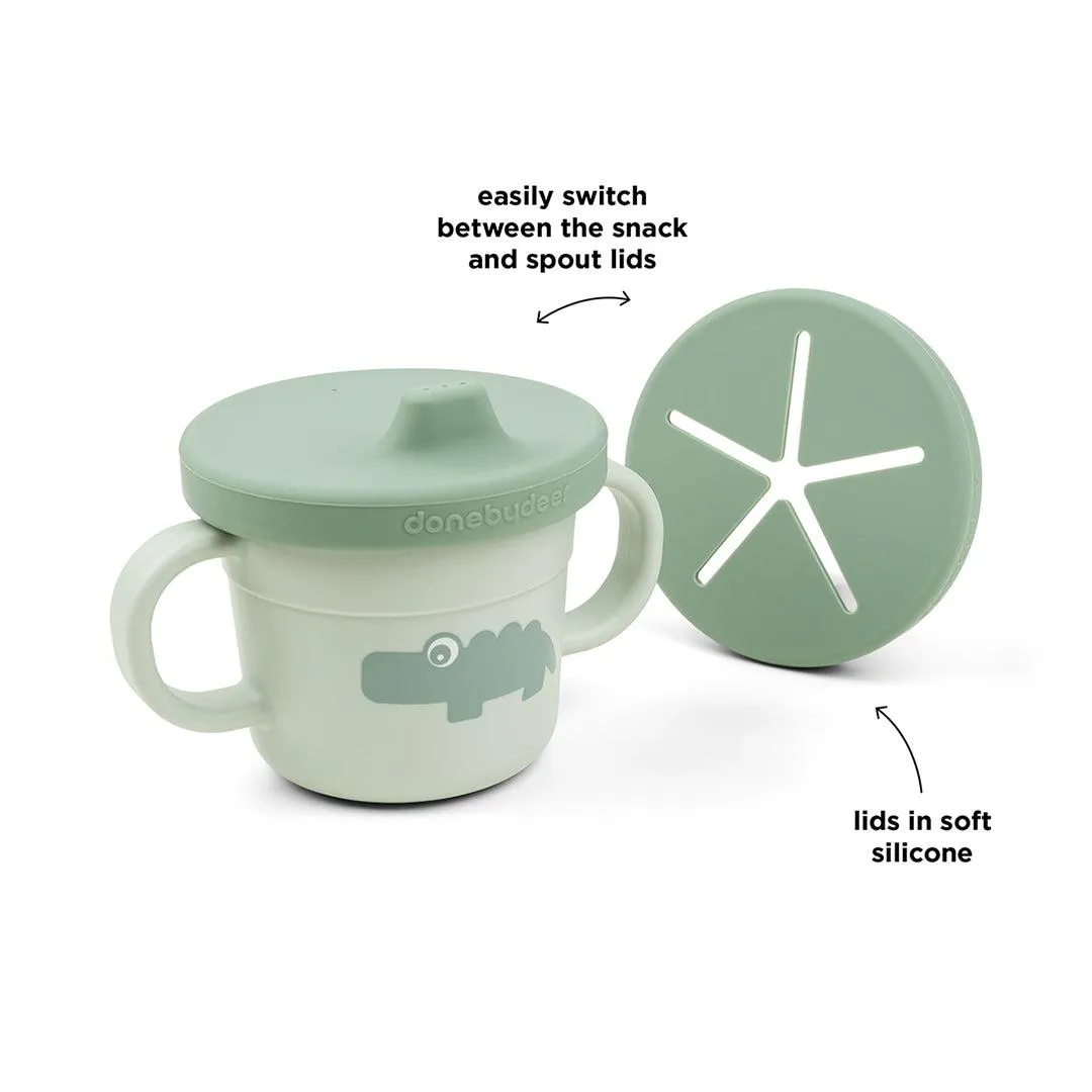 Done by Deer Foodie Spout/Snack Cup - Green - Croco
