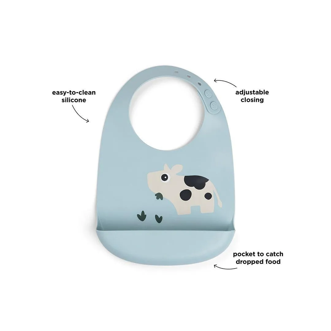 Done By Deer Silicone Bib - Dotti Blue