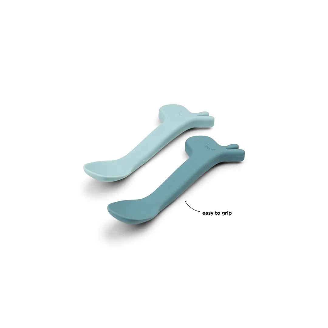 Done by Deer Silicone Spoon - 2 Pack - Blue - Lalee