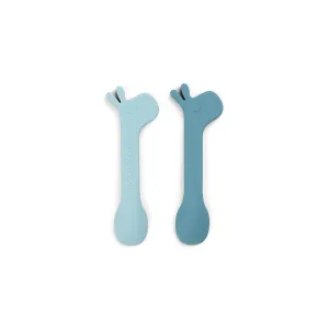 Done by Deer Silicone Spoon - 2 Pack - Blue - Lalee