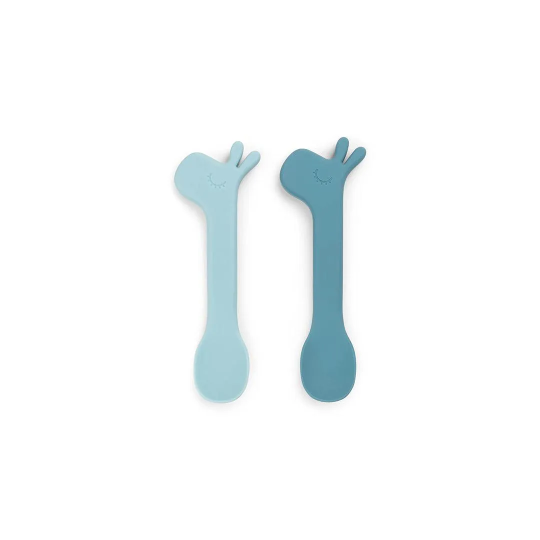 Done by Deer Silicone Spoon - 2 Pack - Blue - Lalee