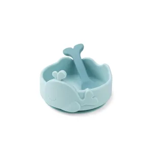 Done by Deer Silicone Stick & Stay Bowl   Baby Spoon  - Blue - Wally