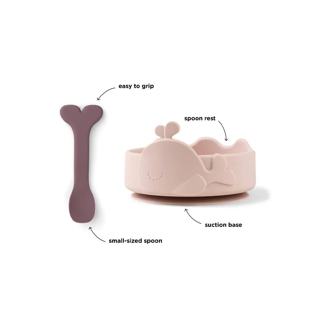 Done by Deer Silicone Stick & Stay Bowl   Baby Spoon  - Powder - Wally