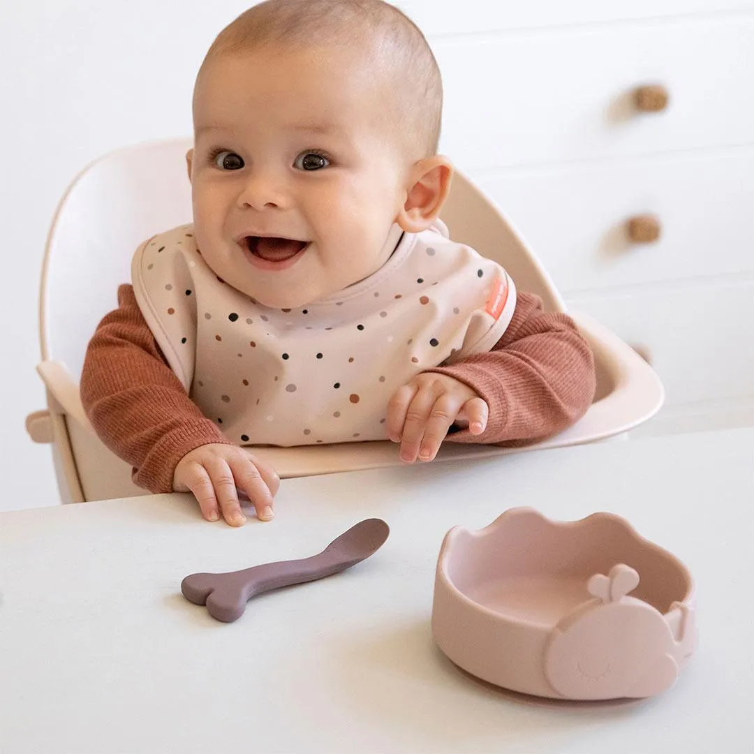 Done by Deer Silicone Stick & Stay Bowl   Baby Spoon  - Powder - Wally