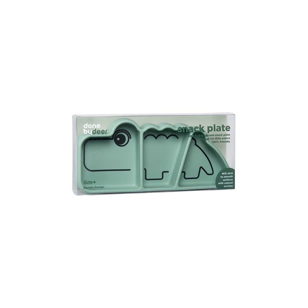 Done by Deer Silicone Stick & Stay Snack Plate - Croco - Green