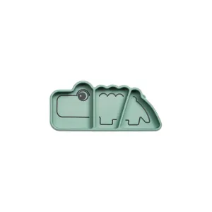 Done by Deer Silicone Stick & Stay Snack Plate - Croco - Green