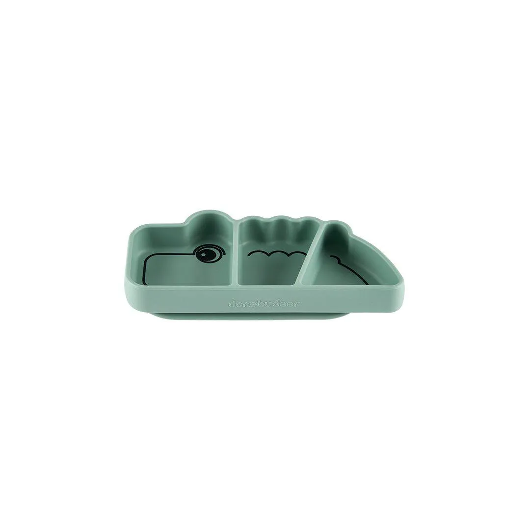 Done by Deer Silicone Stick & Stay Snack Plate - Croco - Green