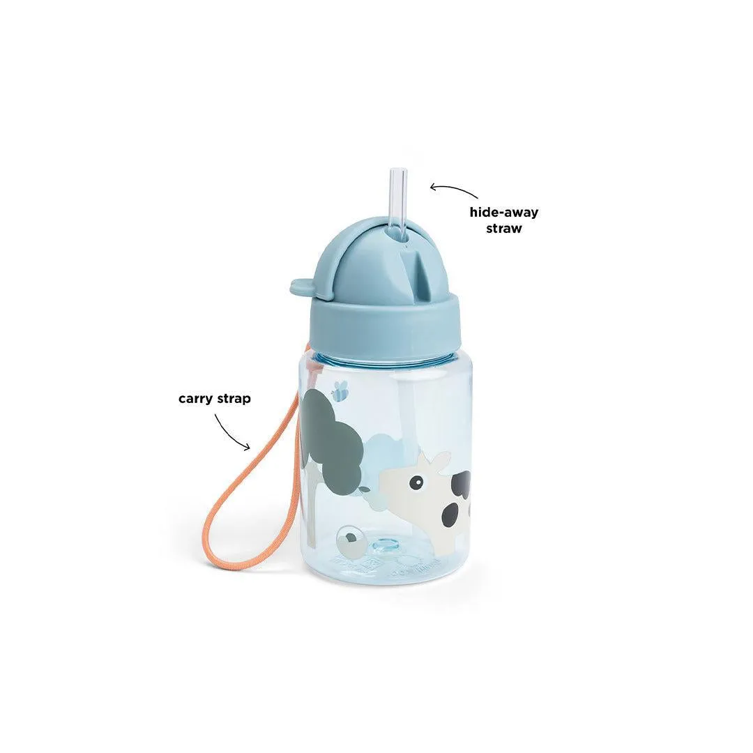Done By Deer Straw Bottle - Tiny Farm Blue