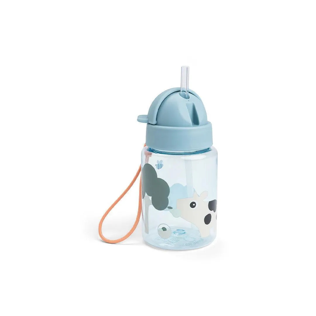 Done By Deer Straw Bottle - Tiny Farm Blue
