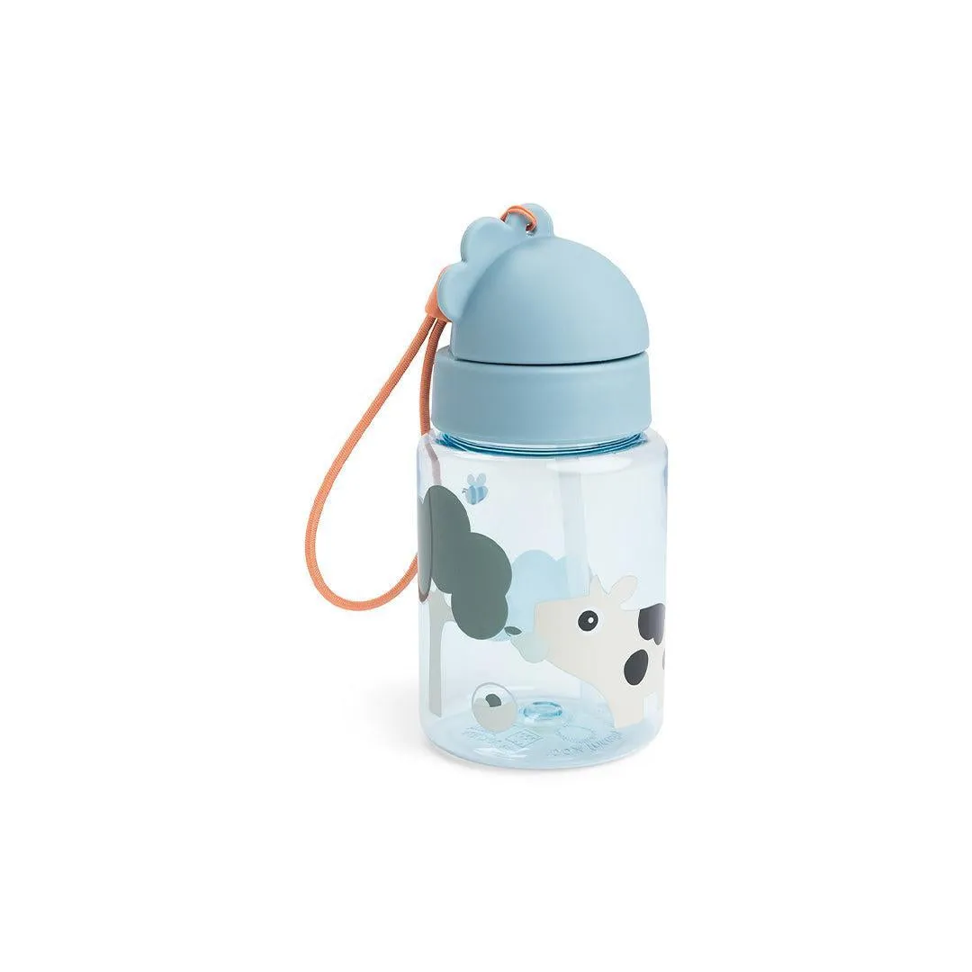 Done By Deer Straw Bottle - Tiny Farm Blue