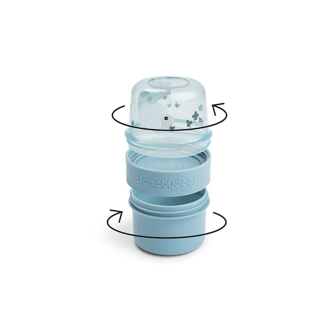 Done By Deer To Go 2-way Snack Container - Tiny Farm Blue