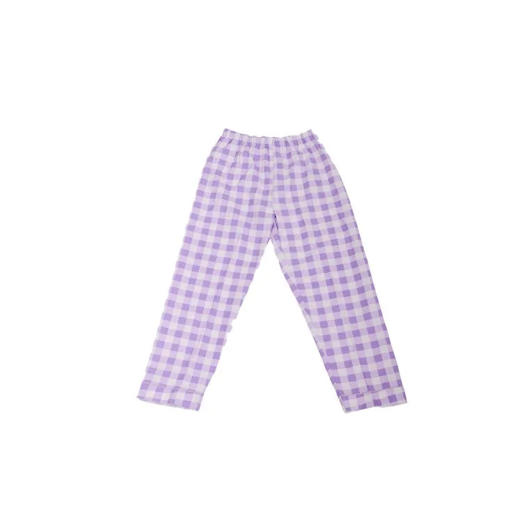 Flannel PJ Set, Lavender Gingham, Size 14