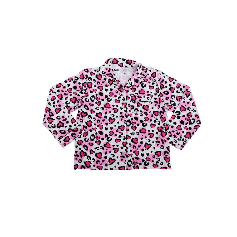 Flannel PJ Set, Love Leopard, Size 16