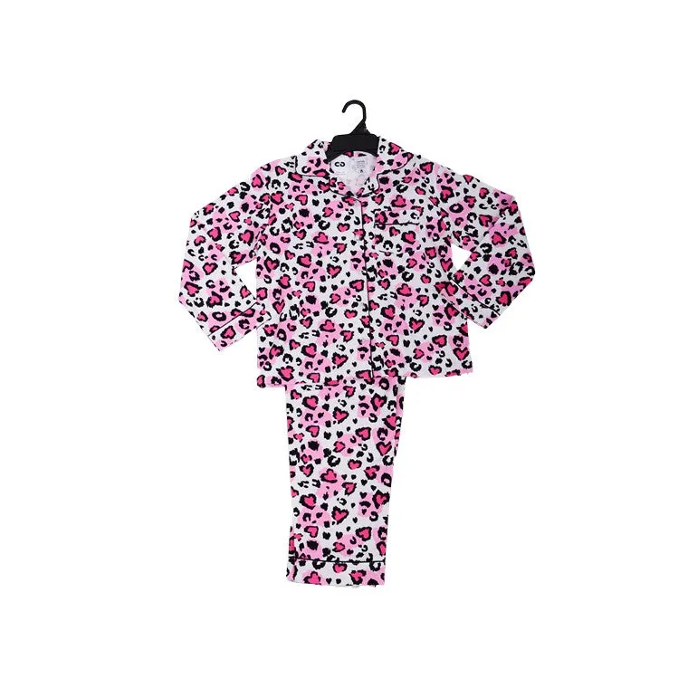 Flannel PJ Set, Love Leopard, Size 16