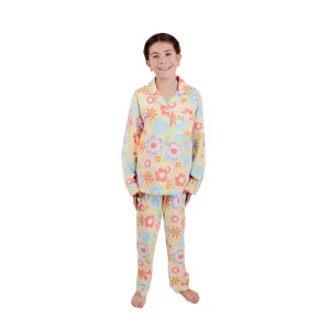Flannel PJ Set, Retro Floral, Size 8