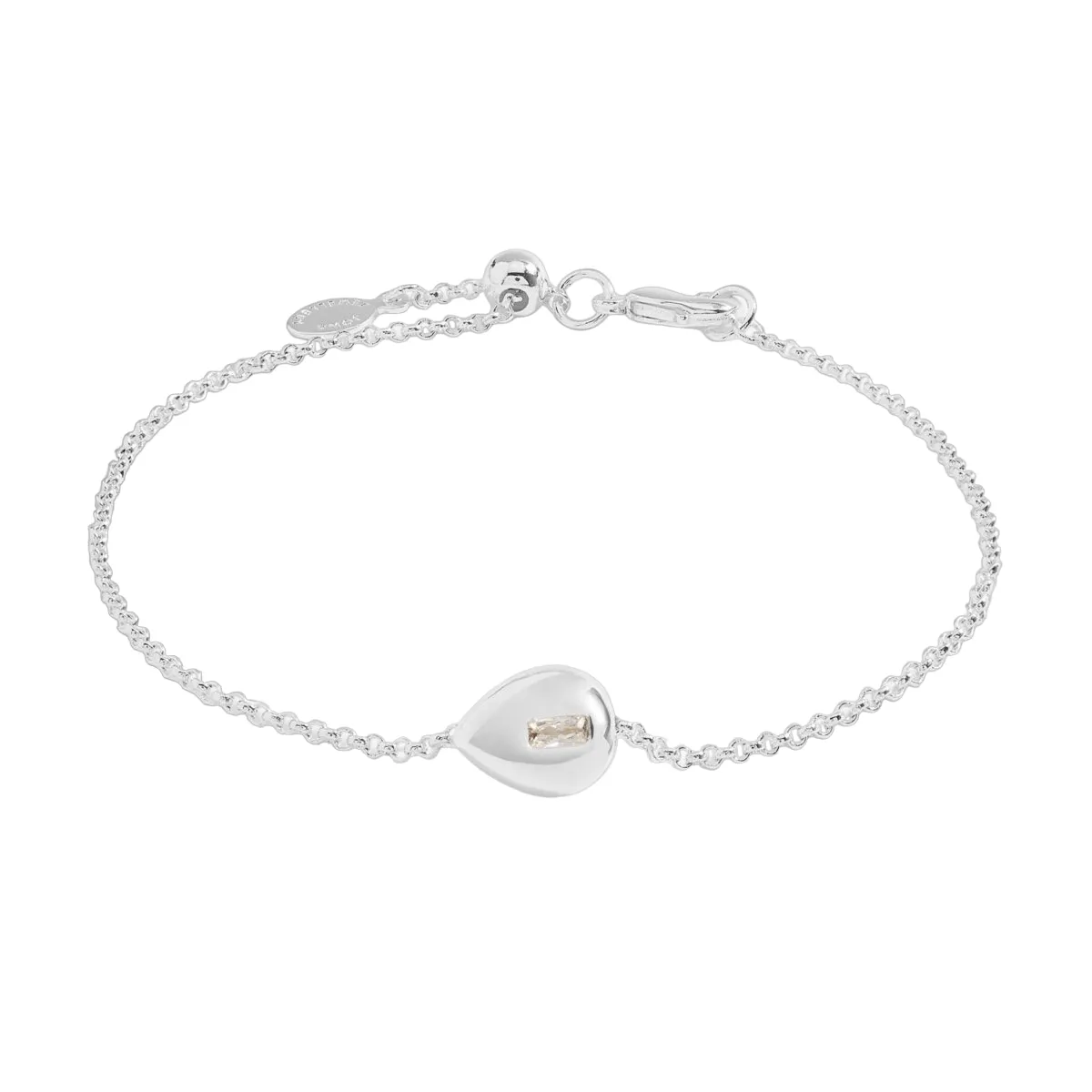 Gem Glow CZ Teardrop Bracelet | Silver Plated