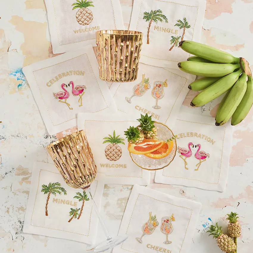 Kim Seybert | Mingle Cocktail Napkin White/Multi - Set of 8