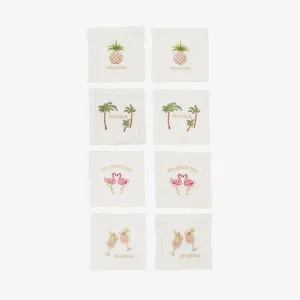 Kim Seybert | Mingle Cocktail Napkin White/Multi - Set of 8