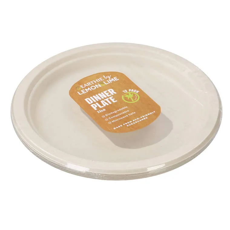 L&L Eco Dinner Plate, Natural, 23cm, 12pk