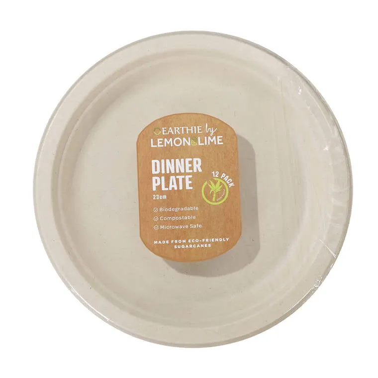 L&L Eco Dinner Plate, Natural, 23cm, 12pk